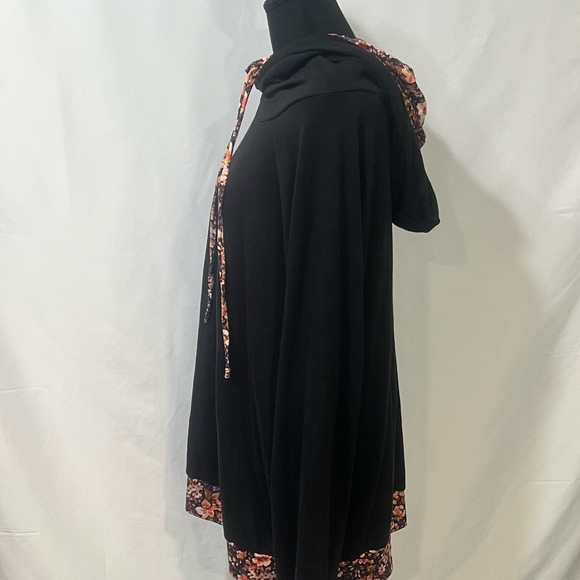 White Birch Black Hoodie with Floral Accents - Picture 3 of 9
